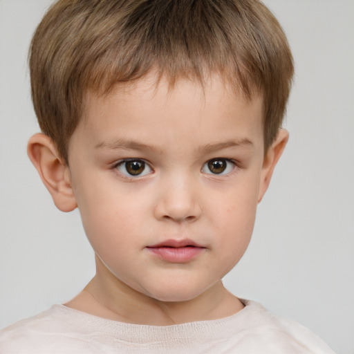 Neutral white child male with short  brown hair and brown eyes