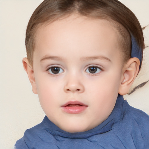 Neutral white child female with short  brown hair and brown eyes