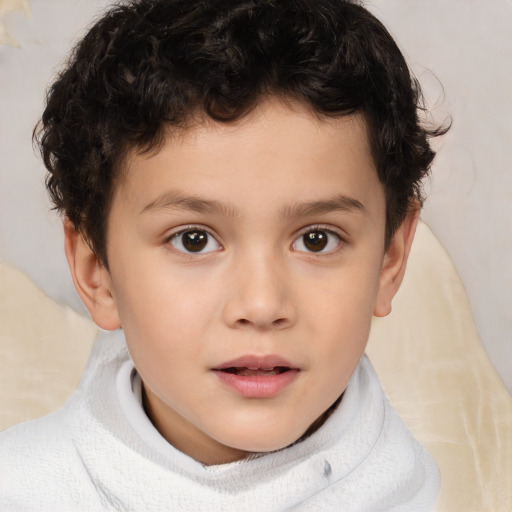 Neutral white child male with short  brown hair and brown eyes