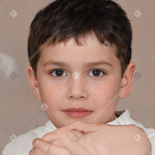 Neutral white child male with short  brown hair and brown eyes