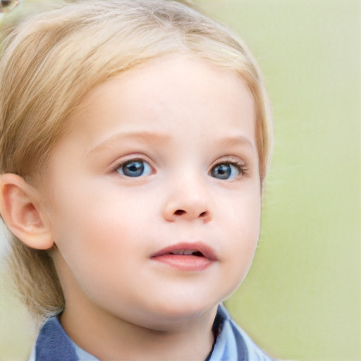 Neutral white child female with short  brown hair and blue eyes