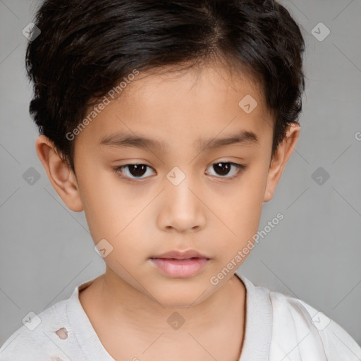 Neutral white child female with short  brown hair and brown eyes