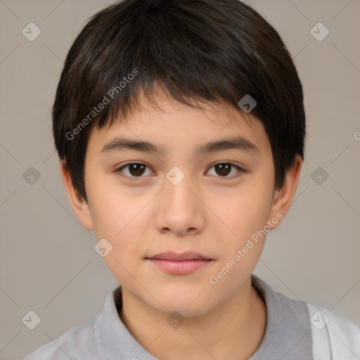 Neutral white child male with short  brown hair and brown eyes