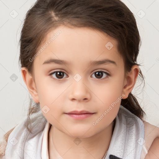 Neutral white child female with medium  brown hair and brown eyes