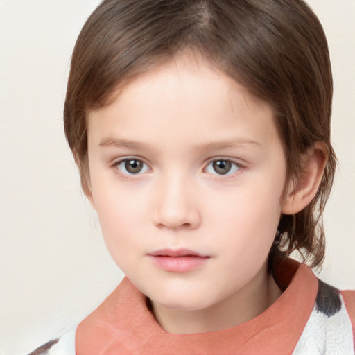 Neutral white child female with medium  brown hair and brown eyes