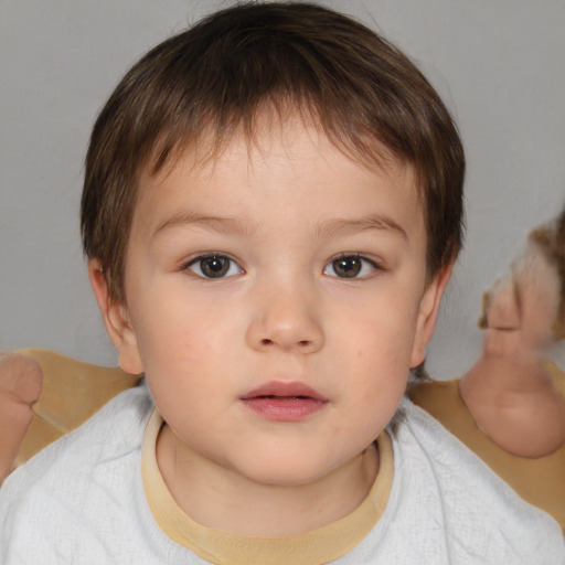 Neutral white child male with short  brown hair and brown eyes