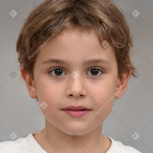 Neutral white child male with short  brown hair and brown eyes