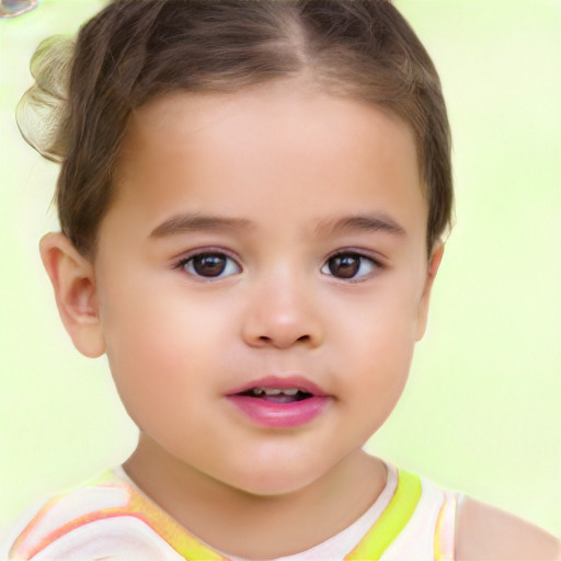 Neutral white child female with short  brown hair and brown eyes