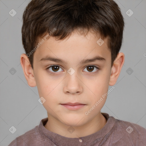 Neutral white child male with short  brown hair and brown eyes