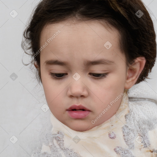 Neutral white child female with medium  brown hair and brown eyes