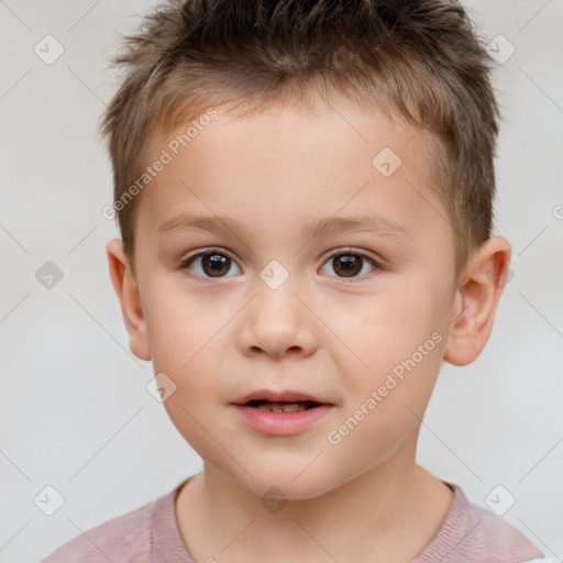 Neutral white child male with short  brown hair and brown eyes