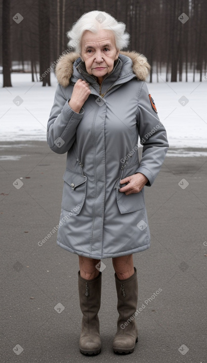 Russian elderly female with  gray hair