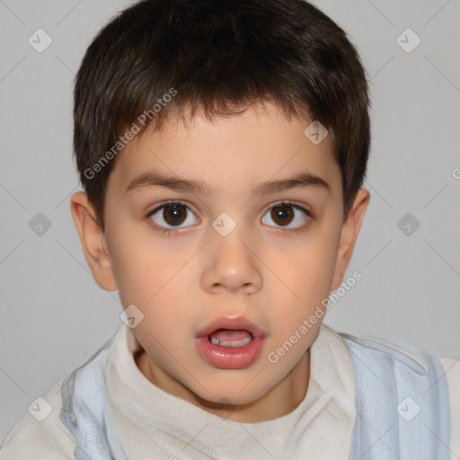 Neutral white child male with short  brown hair and brown eyes