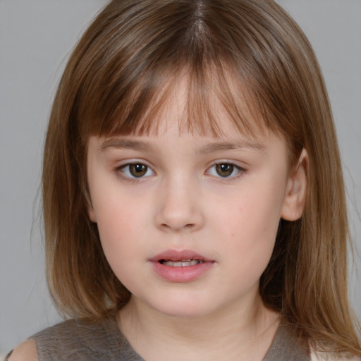 Neutral white child female with medium  brown hair and brown eyes