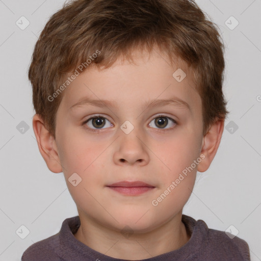 Neutral white child male with short  brown hair and brown eyes