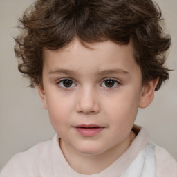 Neutral white child male with short  brown hair and brown eyes