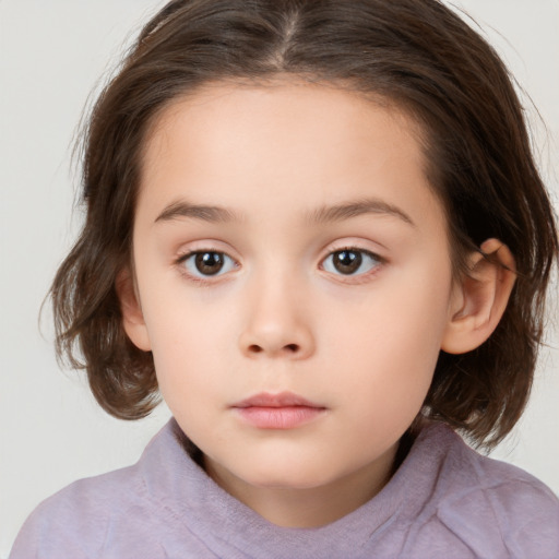 Neutral white child female with medium  brown hair and brown eyes