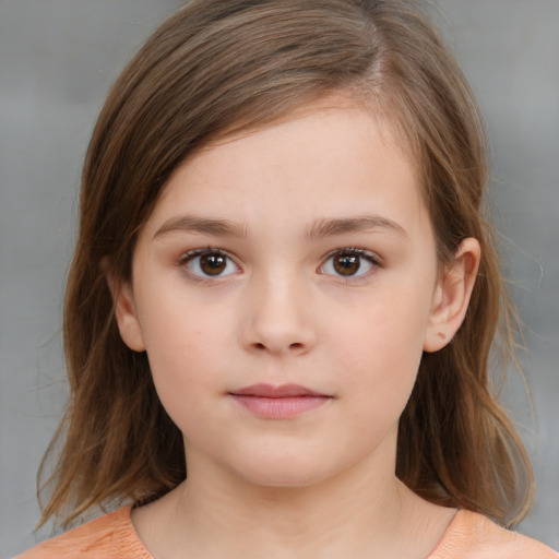 Neutral white child female with medium  brown hair and brown eyes