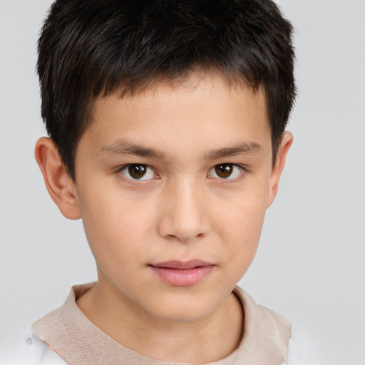 Neutral white child male with short  brown hair and brown eyes