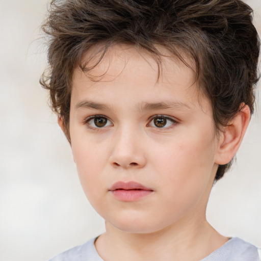 Neutral white child male with short  brown hair and brown eyes