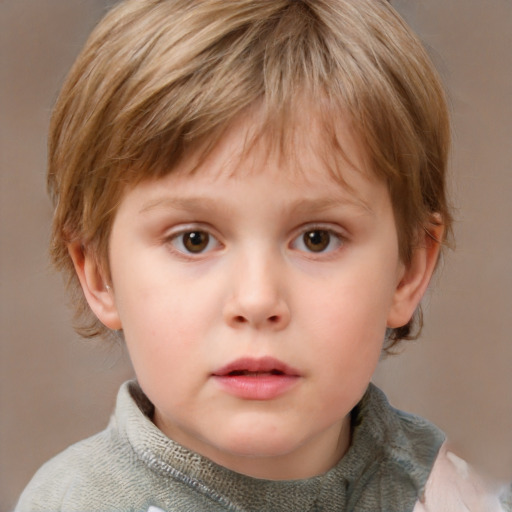 Neutral white child male with medium  brown hair and grey eyes