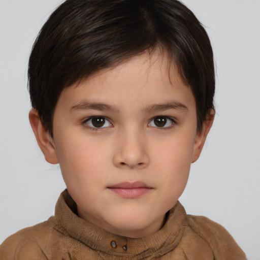 Neutral white child female with short  brown hair and brown eyes