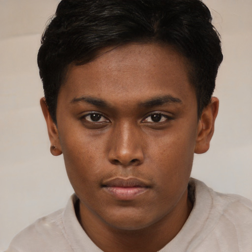 Neutral black young-adult female with short  brown hair and brown eyes