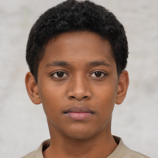 Neutral black child male with short  brown hair and brown eyes