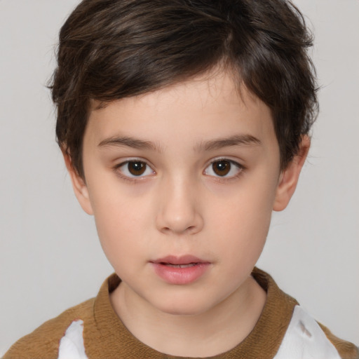 Neutral white child female with short  brown hair and brown eyes