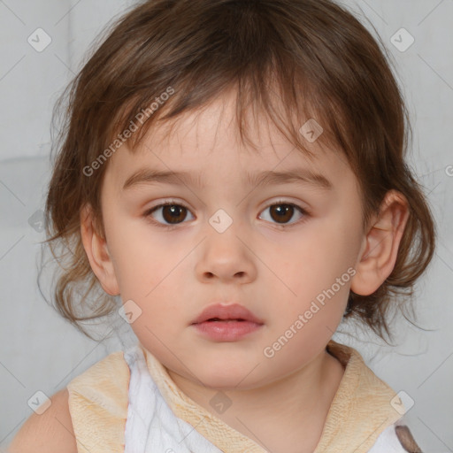 Neutral white child female with medium  brown hair and brown eyes