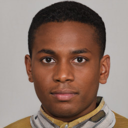 Neutral latino young-adult male with short  brown hair and brown eyes