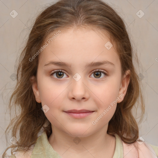 Neutral white child female with medium  brown hair and brown eyes