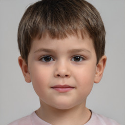 Neutral white child male with short  brown hair and brown eyes