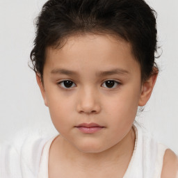 Neutral white child female with short  brown hair and brown eyes