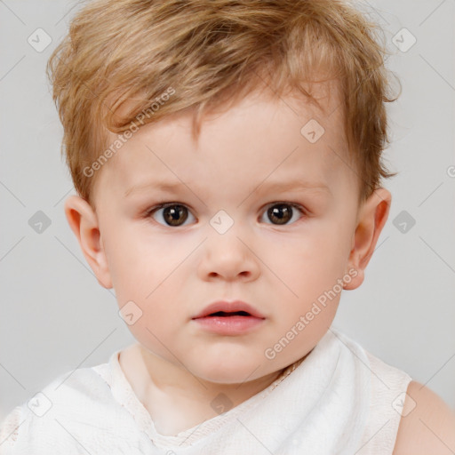 Neutral white child male with short  brown hair and brown eyes