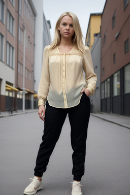 Swedish adult female with  blonde hair