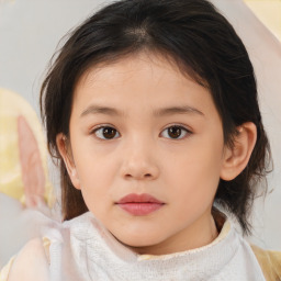 Neutral white child female with medium  brown hair and brown eyes