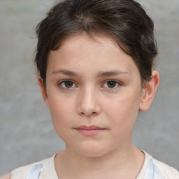 Neutral white child female with short  brown hair and brown eyes