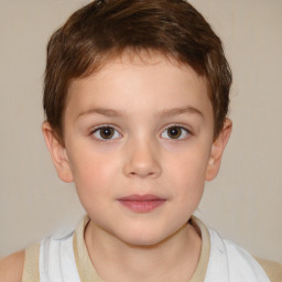 Neutral white child male with short  brown hair and brown eyes