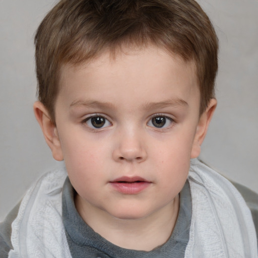 Neutral white child male with short  brown hair and brown eyes