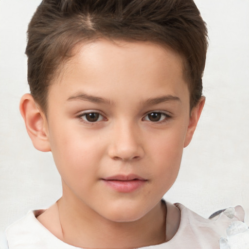 Neutral white child female with short  brown hair and brown eyes