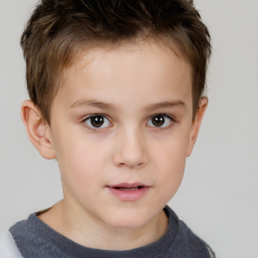 Neutral white child male with short  brown hair and brown eyes