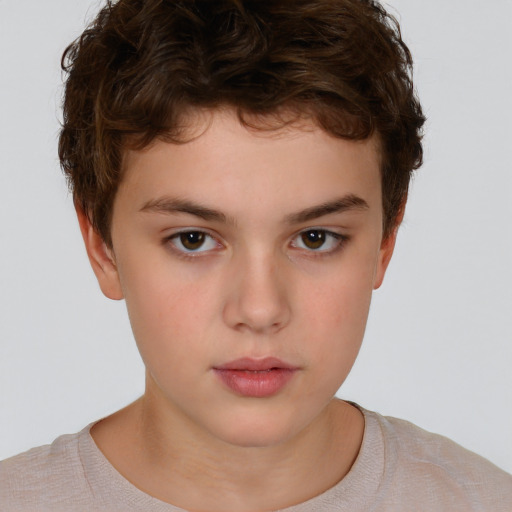 Neutral white child male with short  brown hair and brown eyes