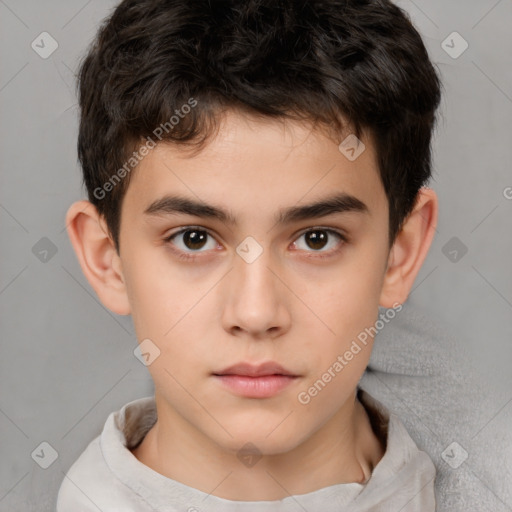 Neutral white child male with short  brown hair and brown eyes