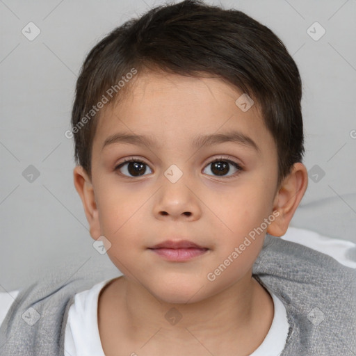 Neutral white child male with short  brown hair and brown eyes