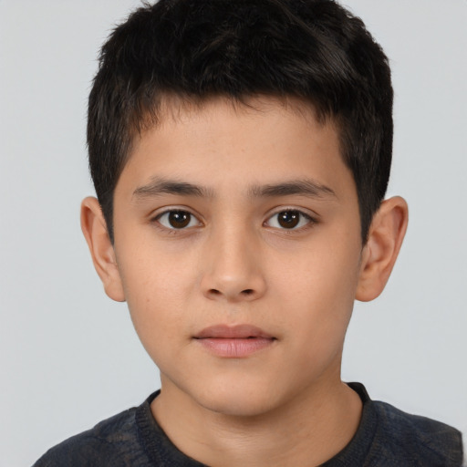 Neutral white child male with short  brown hair and brown eyes