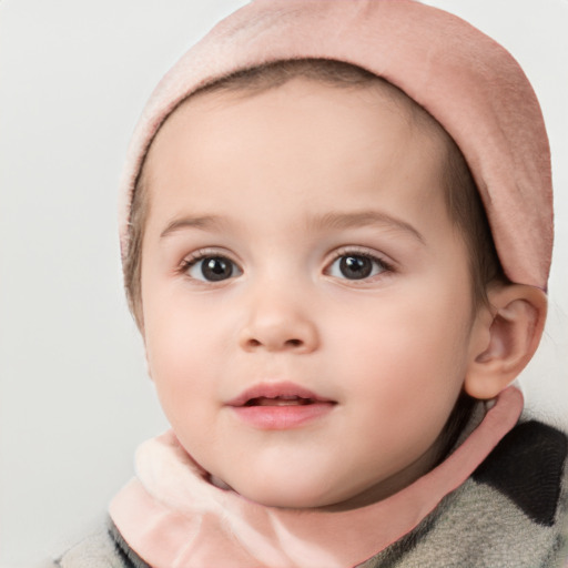 Neutral white child female with short  brown hair and brown eyes