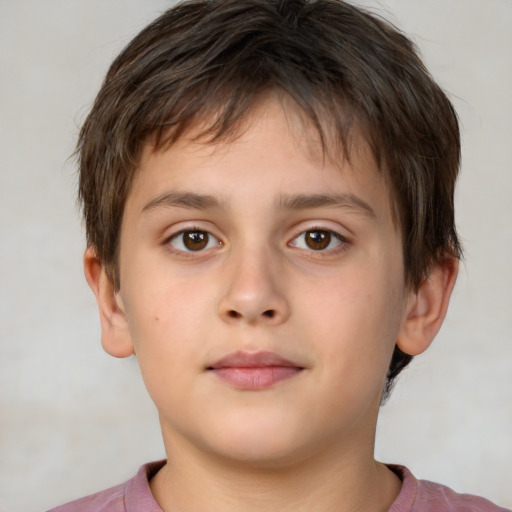 Neutral white child male with short  brown hair and brown eyes