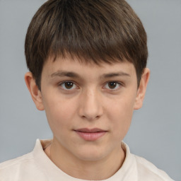 Neutral white child male with short  brown hair and brown eyes