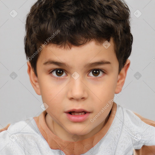 Neutral white child male with short  brown hair and brown eyes